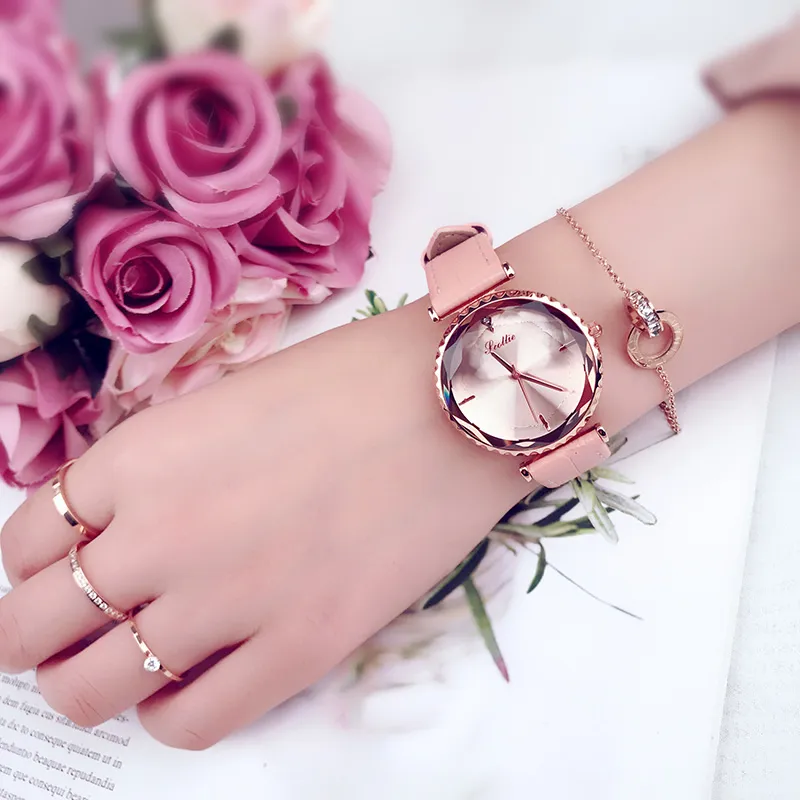 Luxury Rose Gold Women Watches 2019 Fashion Genuine Leather Quality Japan Movt Waterproof Female Wristwatch For Gift Clock207q