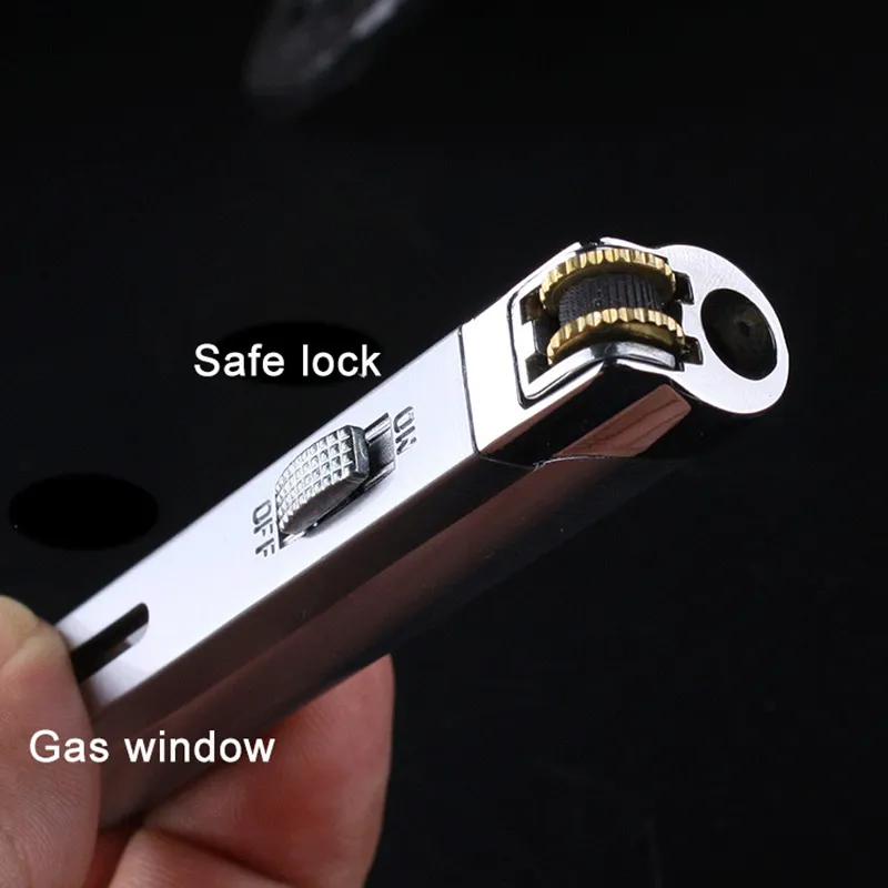 안전 잠금 장치가있는 제트 토치 가벼운 Safe Lock 연삭 휠 리필 블 부탄 가스 라이터 시가 담배 주방