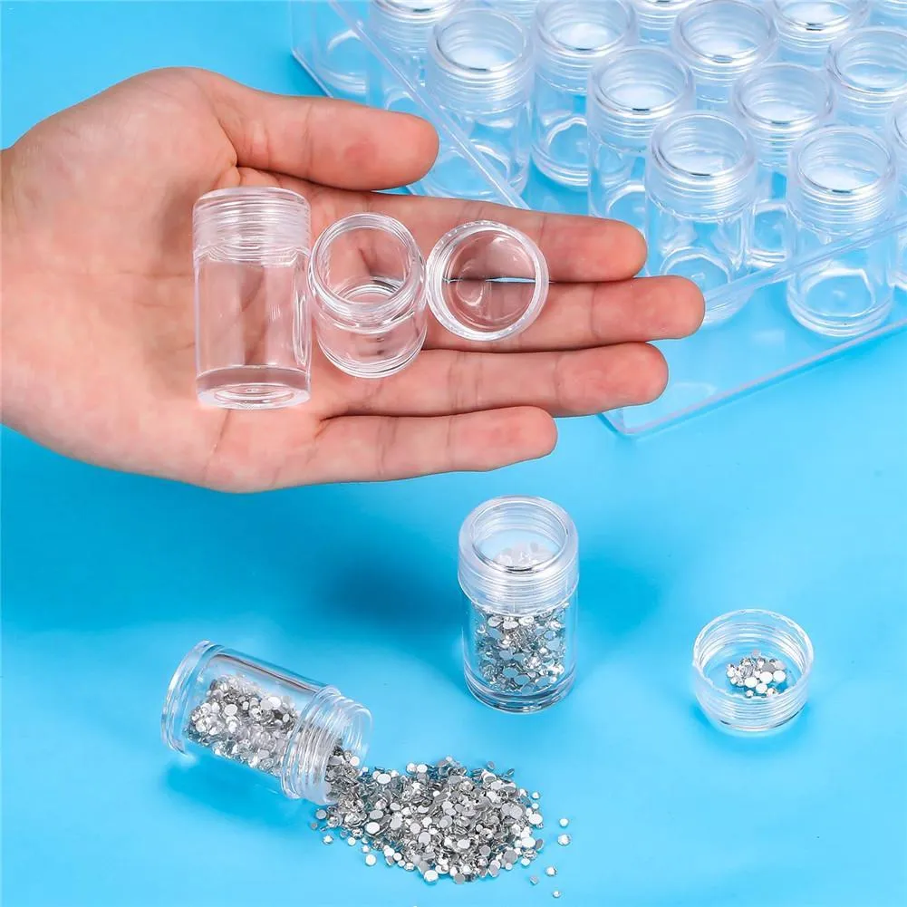 Ensemble de conteneurs de stockage de perles en plastique transparent, boîte d'accessoires de peinture au diamant, bouteilles transparentes avec couvercle pour bricolage d'ongles en diamant T2001043062