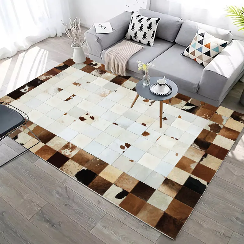 Svart vit imitation cowhide 3d tryckta mattor modern nordisk heminredning golvmatta barn sovrum lekplats mattor barn rum mats12428