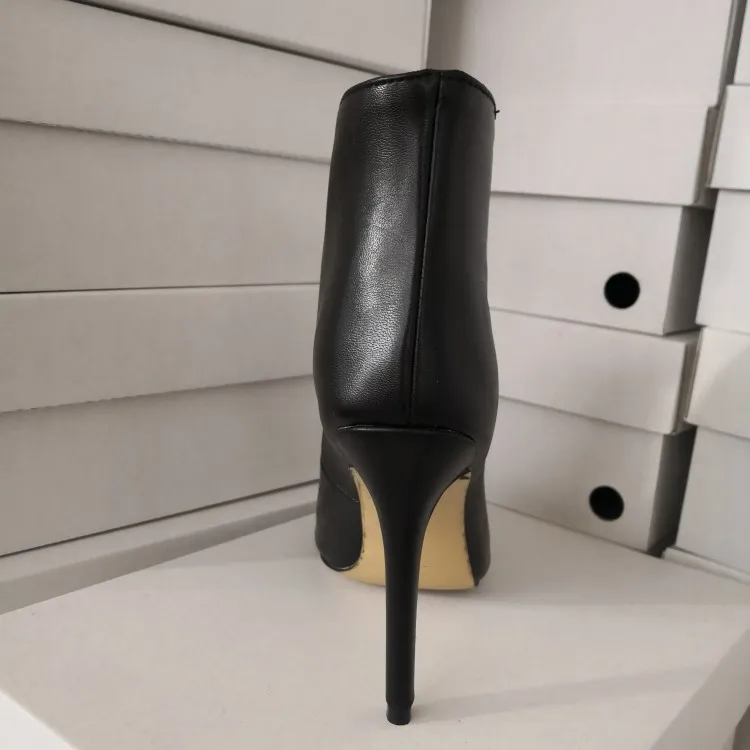 素敵な女性の夏の足首のブーツセクシーなスティレットハイヒールのブーツ素敵なピープのつま先のエレガントな黒いオフィスシューズの女性とUSサイズ5-15