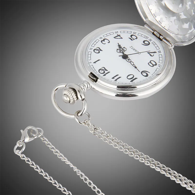 Orologio da tasca TFO Petali cavi in argento circondano danzanti sirena design pendente collana regalo di moda da donna219E