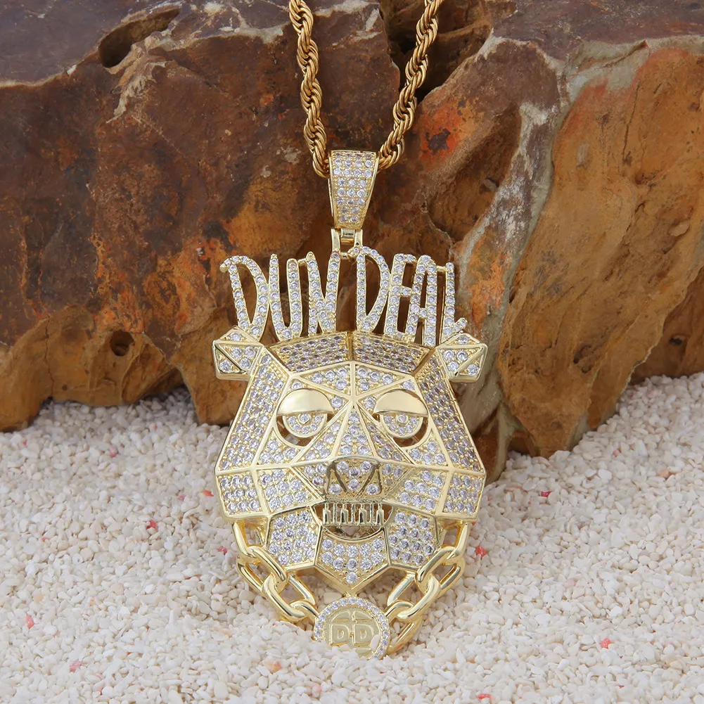 Collier pendentif Bundeal personnalisé glacé en or jaune 14 carats Micro pavé laboratoire diamant Hip Hop hommes bijoux 281p