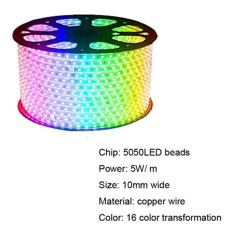 RGB AC 110V Pasek LED Wodoodporny Wodoodporny 5050 SMD Neon Light Light 60LEDS z zasilaczami przecinającymi 1meter przez Stock324N