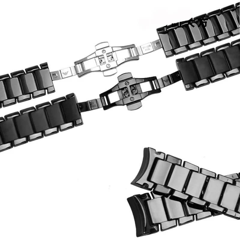 시계 밴드 배 세라믹 시계 체인 22mm 24mm 검은 색 세라믹 스트랩 광택 및 매트 브레이슬릿 AR1451309F