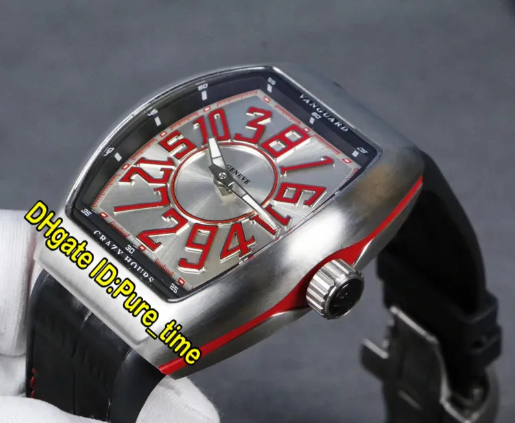 Nowe modele Vanguard Crazy Hours Case V 45 CH BR Kolor Srebrna tarcza Automatyczna męska zegarek skórzany pasek sportowy zegarki Pure Time2949