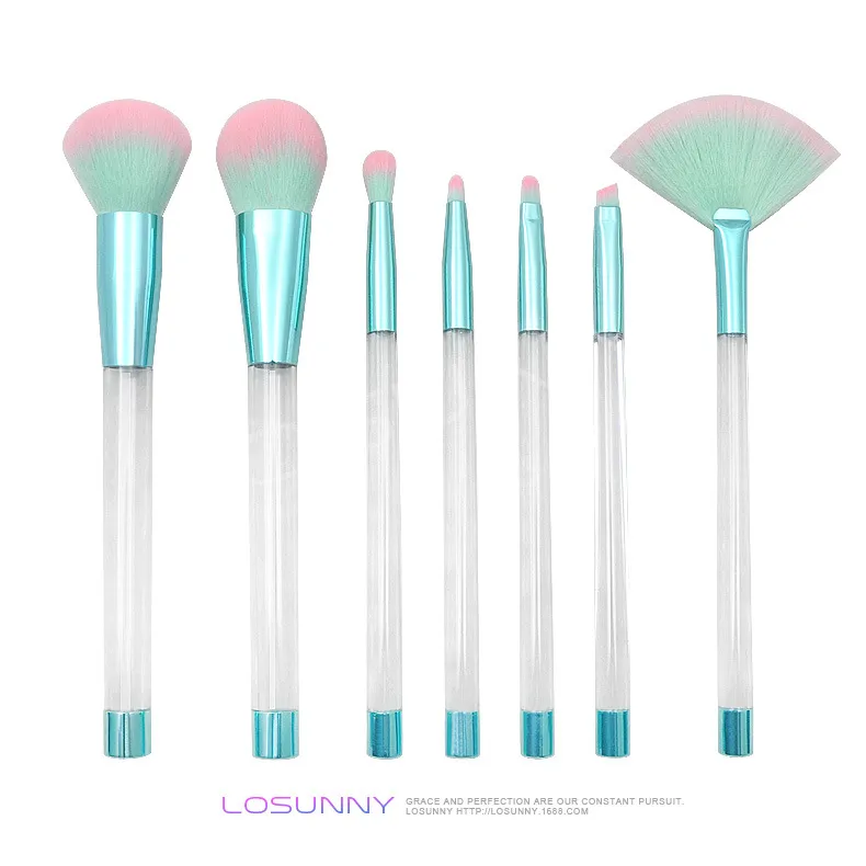 Liquid Glitter Makeup Brushes Empty Transparent Crystal Hollow Handle Brush Set DIY Manual Perfusion Sand Make Up Tools