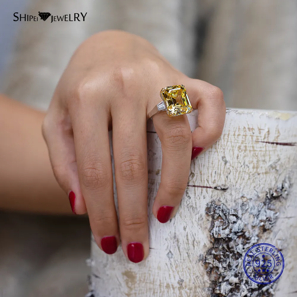 Shipei Natuurlijke Rechthoek Wit Roze Saffier Ring 925 Sterling Zilveren Saffier Ringen voor Vrouwen Mannen Bruiloft Engagement262B