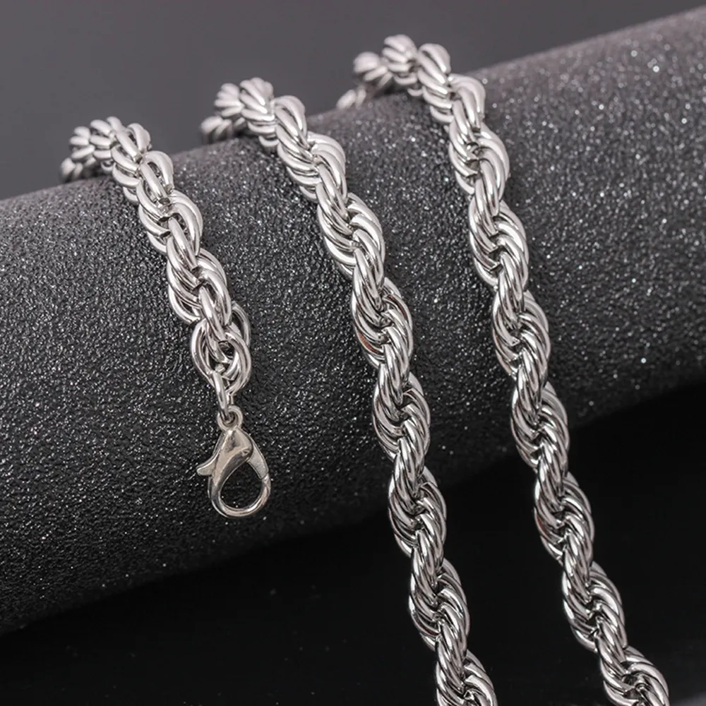 ed Rope Chain Классические мужские украшения из белого золота 18 карат, модное ожерелье в стиле хип-хоп, ювелирные изделия 24 дюйма230z