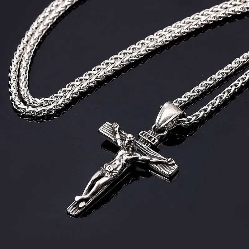 Collier croix de jésus religieux pour hommes, nouvelle mode, pendentif croix couleur or avec chaîne, bijoux cadeaux pour hommes 279c