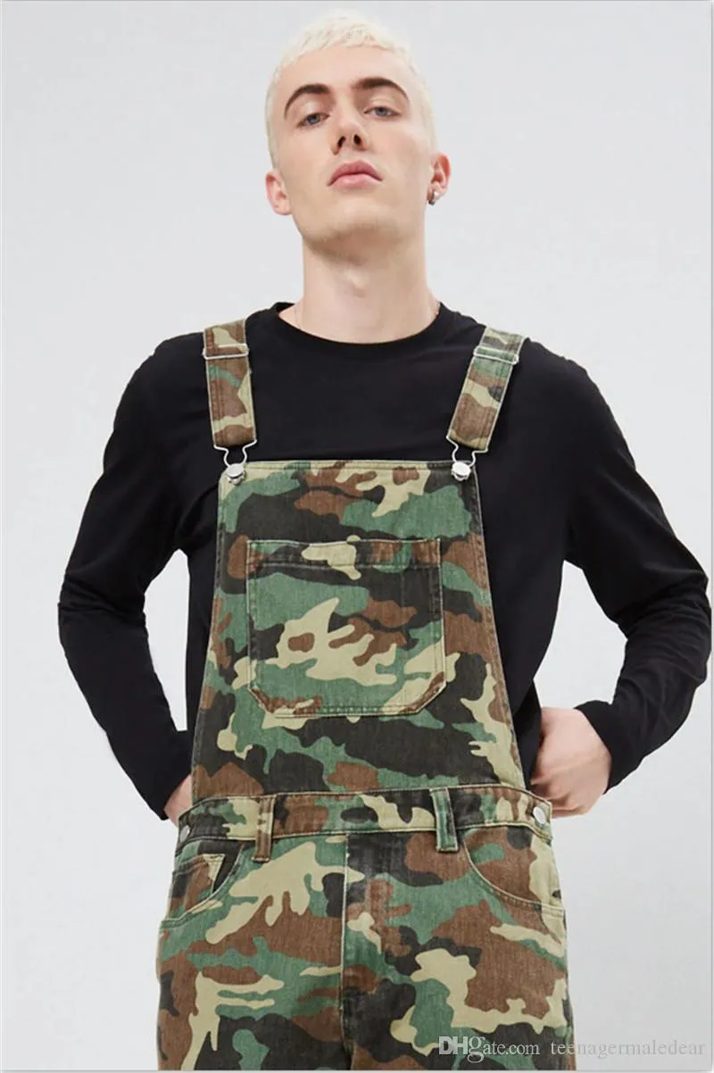 Januarysnow Camouflage Denim hommes salopette concepteur imprimé jean combinaisons mode mince mâle pantalons longs