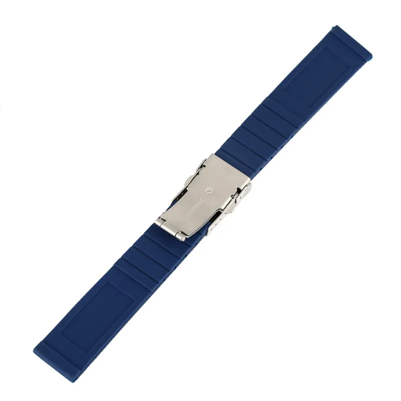 18202224mm zwartblauw waterdichte siliconen band rubberen horlogeband duiker vervangende armband riem veerstaven recht uiteinde3328873231E