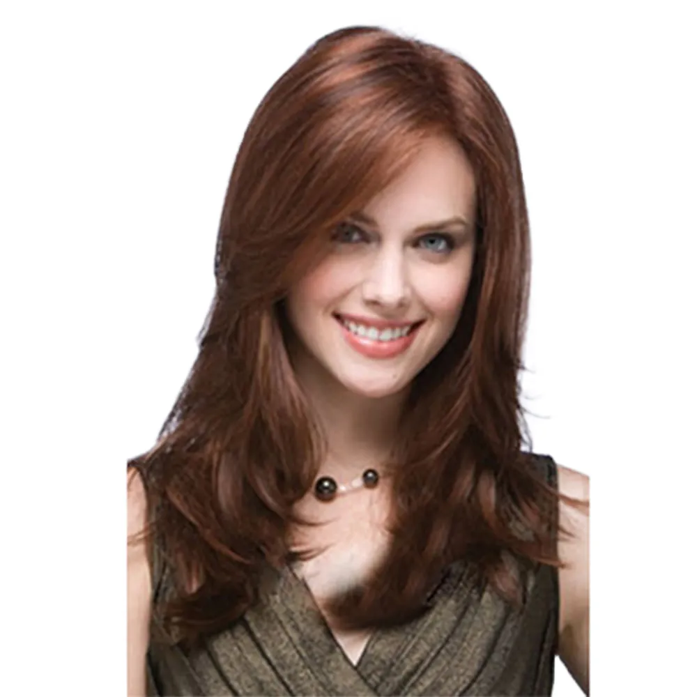 2020 New Style Amazon Hot selling Wig European and American Wig Fashion Ladies Oblique Bangs Long Hair High Temperature Silk Headgear