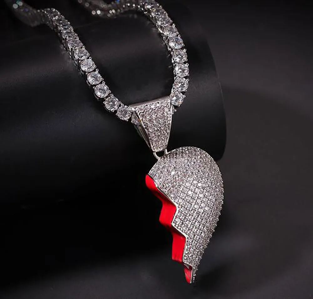 Collier pendentif demi-cœur, e, pendentif scintillant, Micro pavé de zircone cubique, diamants simulés, cadeau de saint-valentin pour Couple, 291p