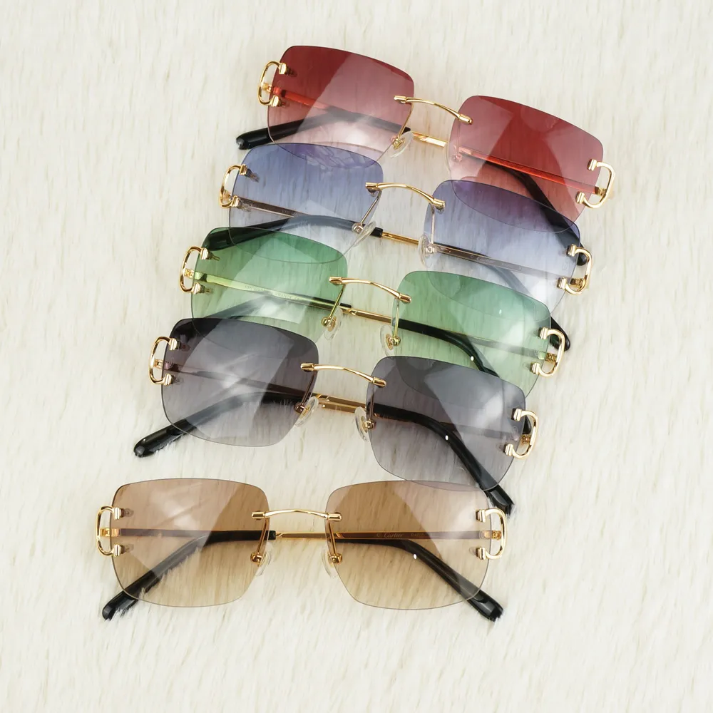 Gafas de sol de estilo piloto sin borde para hombres elección colorida de coloridos para gafas de carter de verano súper calidad de gafas enteras deco237d