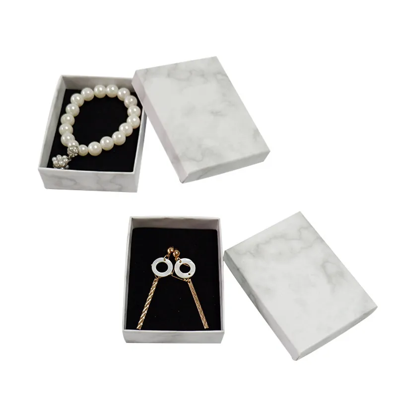 24 pièces boîte à bijoux en carton présentoir collier bracelet boucles d'oreilles carré rectangulaire marbre blanc WY606350t