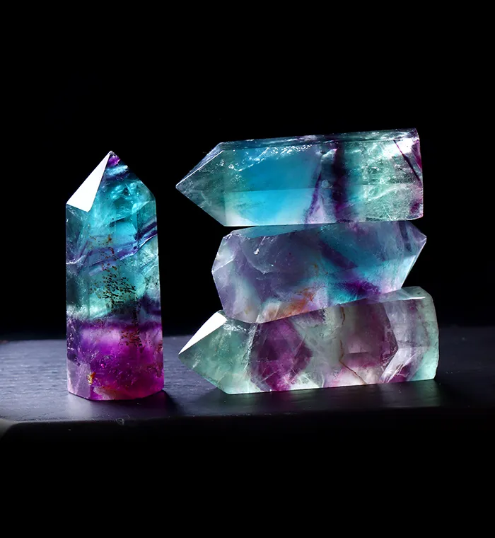 Cristal de Fluorite naturel, cristal de Quartz à rayures colorées, pierre de guérison, baguette hexagonale, Stone4556967