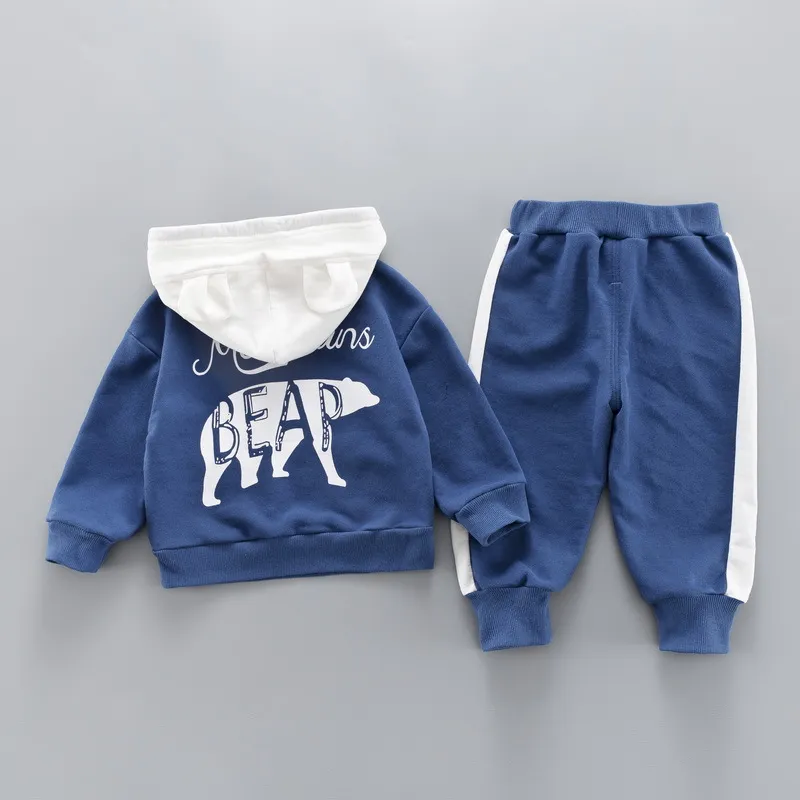 Conjunto de roupas primavera outono bebê menino menina algodão urso crianças roupas infantis com capuz tops menino menino infantil roupas esportivas