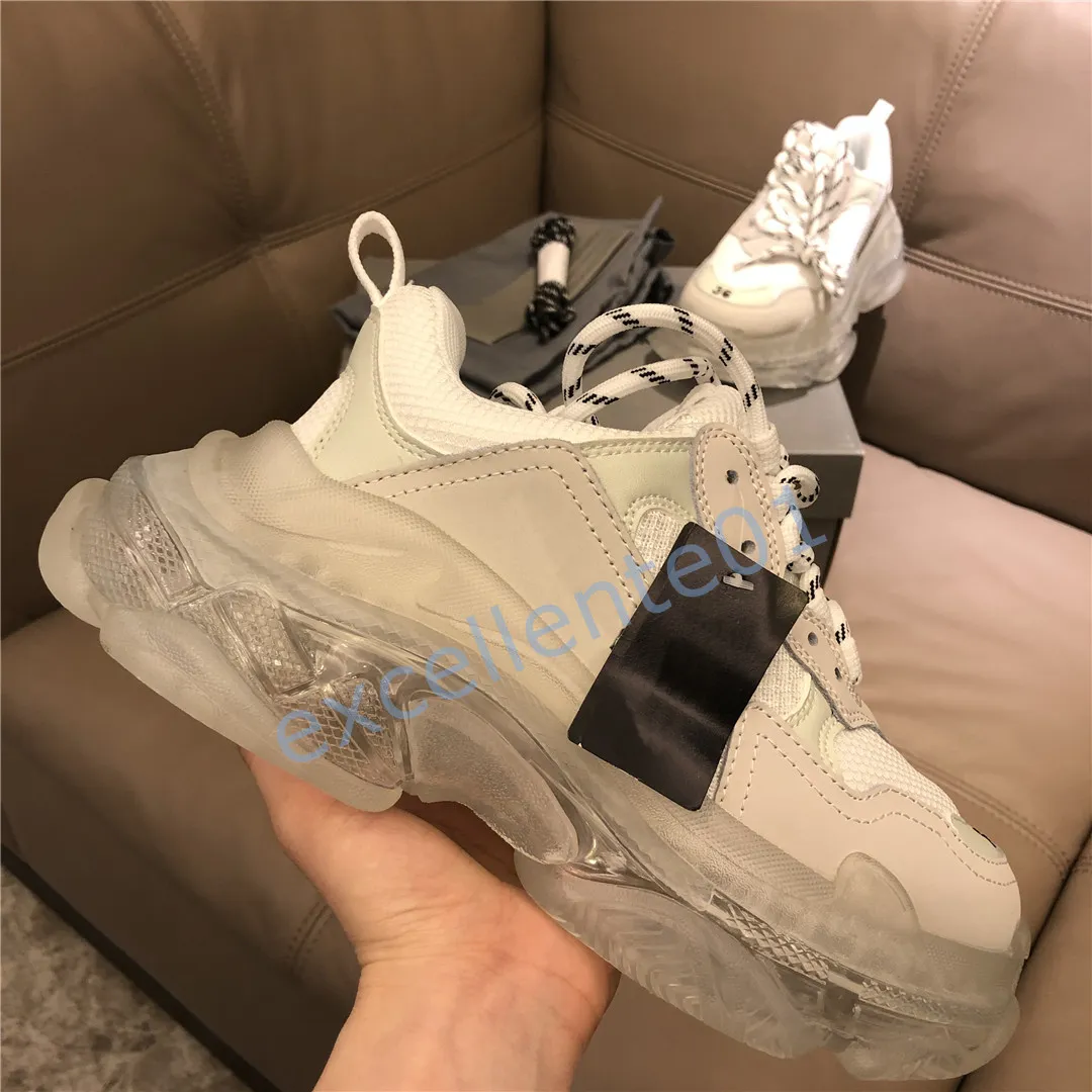 2020 Paris Casual Shoes Triple S Clear Sole Trainers Dad Shoe Sneaker Black Oversized Herr Dam Beige Bästa kvalitet Runners Chaussures