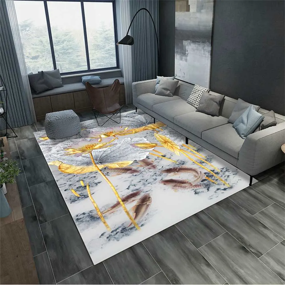 3D Carpets 2000mm x 3000mm Rectangular Rugs Living Room Lotus Flower Rug Sofa Coffee Table Mat Bedroom Yoga Pad Study Door Mat285L