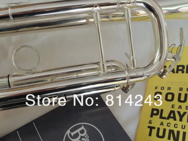 Bach LT180S37 Brand Quality Bb Trumpet Brass Silver Plated Musical Instruments Professional Pearl Buttons Bb Trumpet4040401