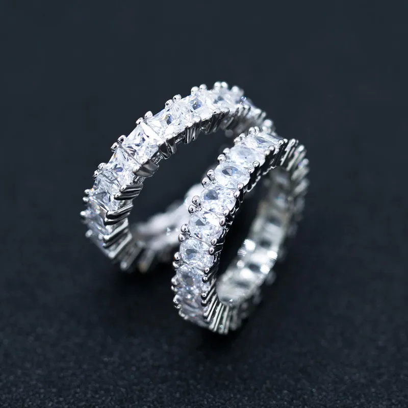 Kobiety luksusowy pierścionka ślubna wieczności Księżniczka Cut Cubic cyrkon moda kobieca biżuteria rocznica Prezent Full Circle CZ RI230A