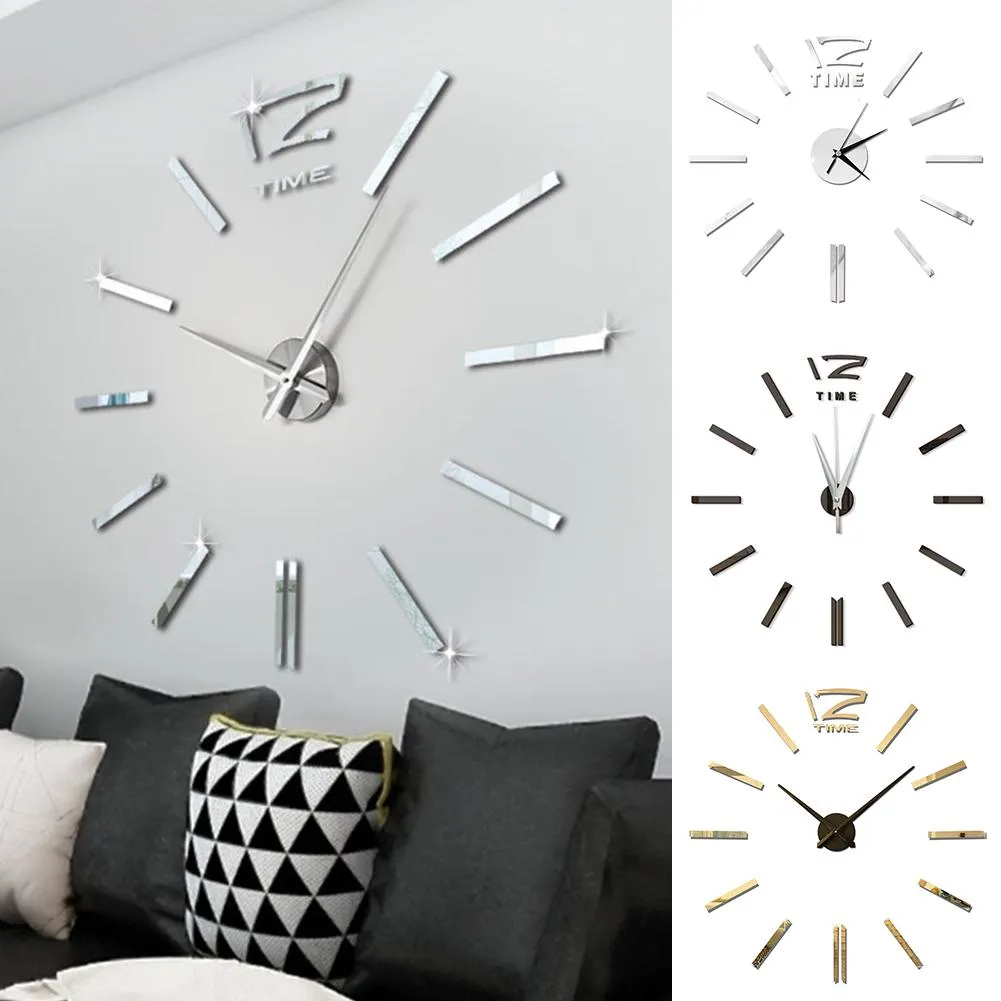 Wandklokstickers Home Decor Large Roman Mirror Fashion Modern Clocks Living Room Diy Sticker 3D Wall Watch4047792