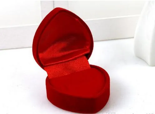 Boîte de bijoux en forme de coeur en velours Boîte à rotation en plastique Pliable pour le fiançailles Aneau de mariage Gift de la Saint-Valentin 218m