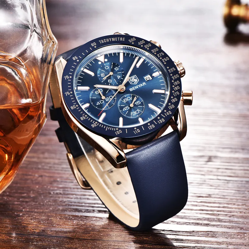 BENYAR Nieuwe Mannen Horloge Business Volledig Staal Quartz Topmerk Luxe Casual Waterdichte Sport Mannelijke Horloge Relogio Masculino197x