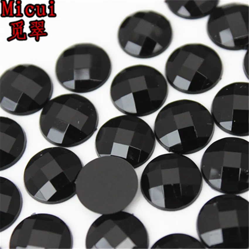 Micui 12 مم مستدير بلوري مزيج اللون المزيج اللون الأكريليكي راينستون غراء على Strass Crystals Stones No Hole for Jewelry CRAF249D