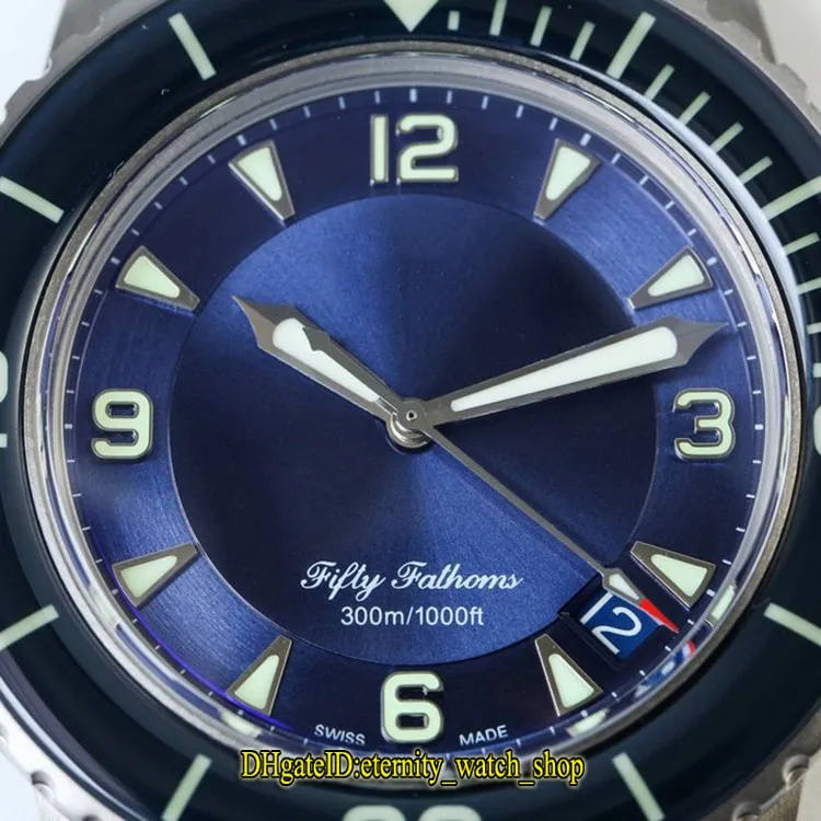 ZF TOP Wersja Fifty Fathoms 5015-11C30-52A Sapphire Pvd Dark Knight Black Dial Cal 1315 Automatyczne męskie zegarek Pasek Pasek Desigte270i