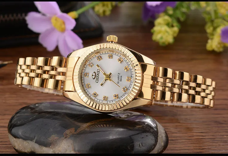 Chenxi marca menina relógio feminino moda casual relógios de quartzo senhoras gloden aço inoxidável presentes femininos relógio de pulso263n