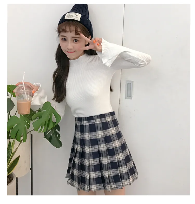 Japanese School Plaid Pleated Mini Skirt Korean Students Class Uniforms Clothing For Girl Summer Red Pleated Skirt Y19043002