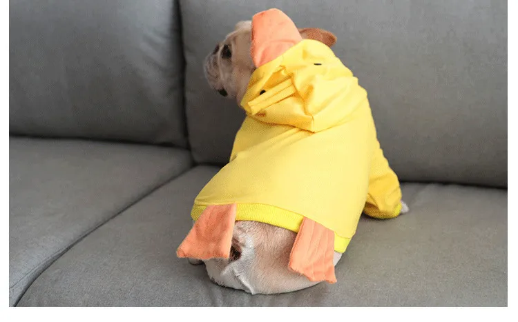 Bonito dos desenhos animados pato cão casacos moda pato amarelo pet vestido schnauzer teddy primavera outono roupas para animais de estimação 250i2673853