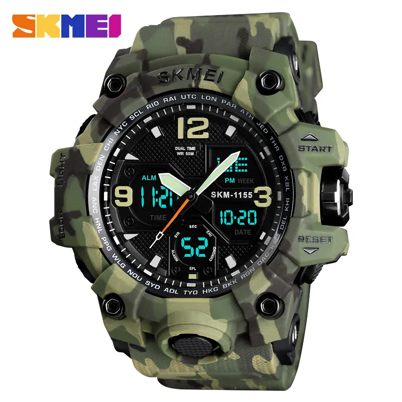 Skmei Top Luksusowe armia kamuflaże zegarki dla mężczyzn kwarcowy Waterproof Sport Watch Mężczyzna Relogios Masculino Na ręce