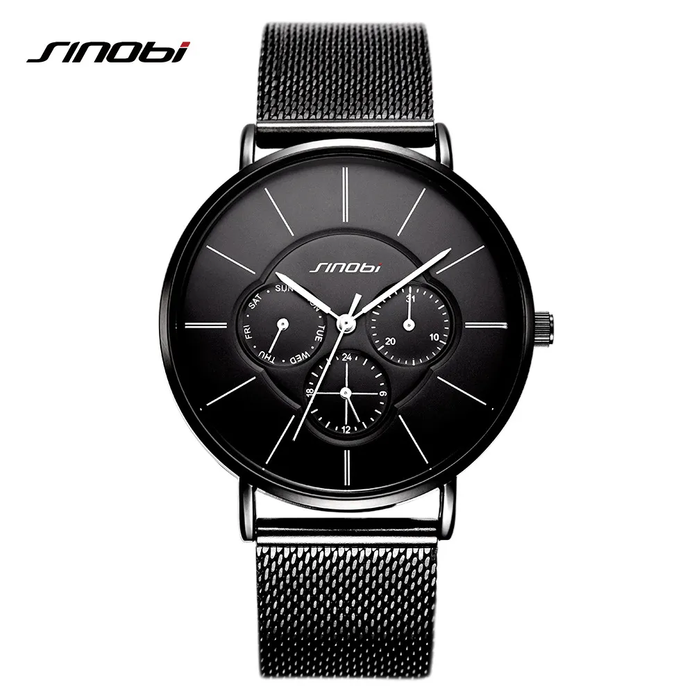 SINOBI Stylish Women Watches Golden Case Milan Mesh Casual Ladies Quartz Watch Gift Fashion Clock Calendar relogio feminino2556