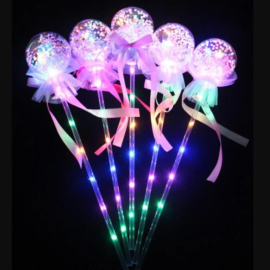 Lichtgevende Stick Light-Up Magic Ball Kinderspeelgoed Wand Glow Ball Toy Stick Led Rubber Voor Verjaardag Prinses Halloween Kid Gift3107