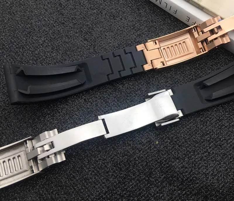 Schwarzes kürzestes 20-mm-Silikon-Gummi-Uhrenarmband für Rollenarmband GMT OYSTERFLEX-Armband tool1258V