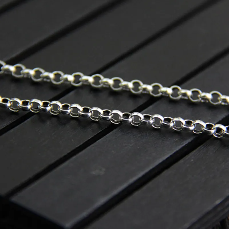 S925 Sterling Silver Chain Vintage Thai Silver Halsband O Cirkelkedjor för män Kvinnor Fina smycken 3 5mm 4mm 45CM-80CM231Z