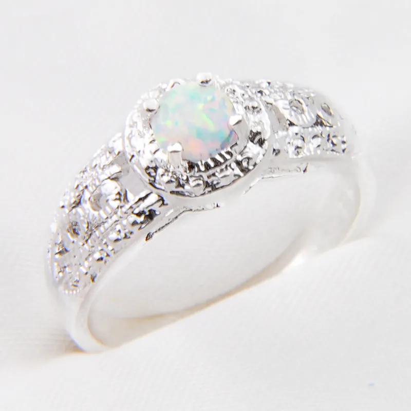 Luckyshine NEW White Opal Gems 925 Silver Woman Engagement Ring Jewelry Size 7-8180p