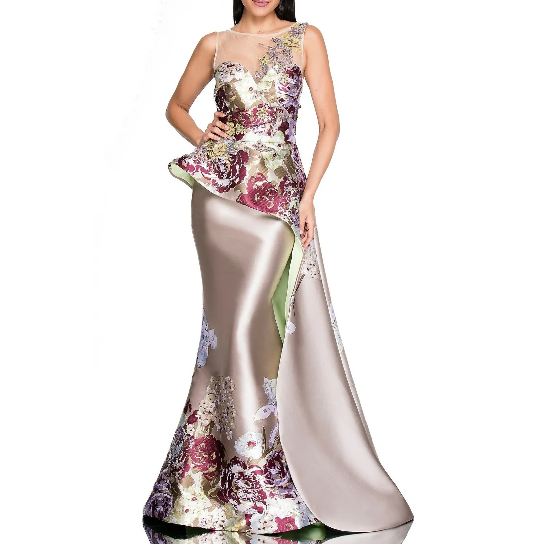 Neues europäisches und amerikanisches Damen-Abendkleid, Bankett, Damen-Temperament, Jahrestagung, 3D-Druck, besticktes Kleid248l