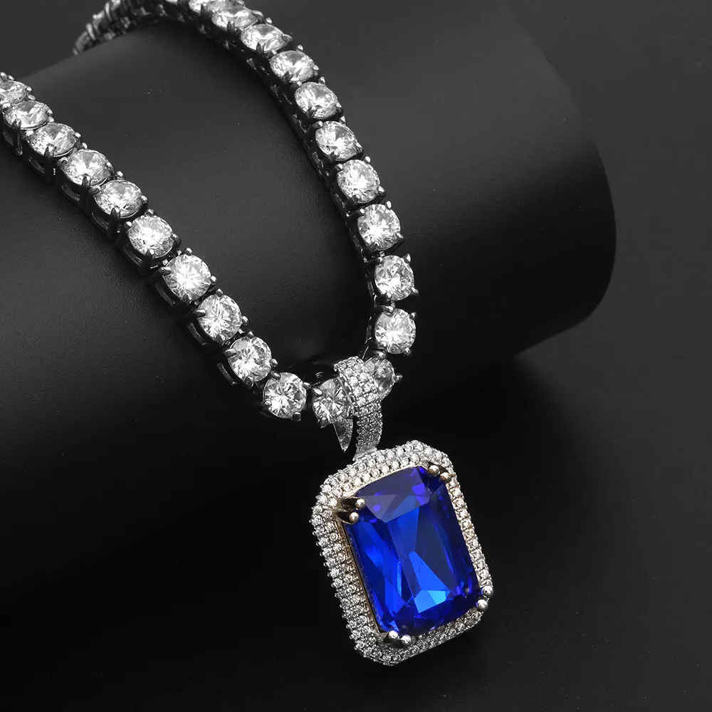 USENSET Iced Out хип-хоп ожерелье с подвеской из драгоценного камня Очаровательный модный дизайн нескольких цветов с длинной цепочкой 60 см Jewelry284g
