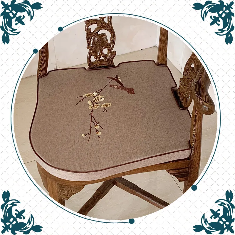 Fine Embroidery Plum Blossom Gap Seat Cushion Trigon Chair Anti-slip Irregular Seat Pads Chinese Cotton Linen Cushions Seats271u