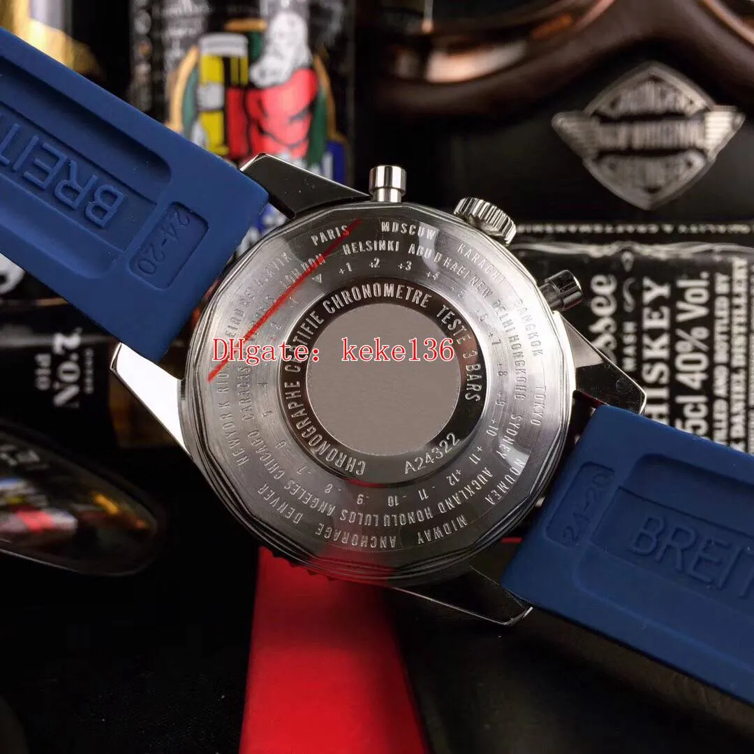 5 Estilo Topselling Hombres de alta calidad Reloj 46 mm Navitimer AB012012 BB0 Bandas de cuero VK Cuarzo Cronógrafo Workin Relojes para hombre Wris194i