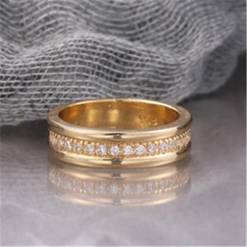 Anello da donna classico da sposa Anelli da dito semplici con pietre pavimentate centrali Sobrio delicato gioiello di fidanzamento femminile251L