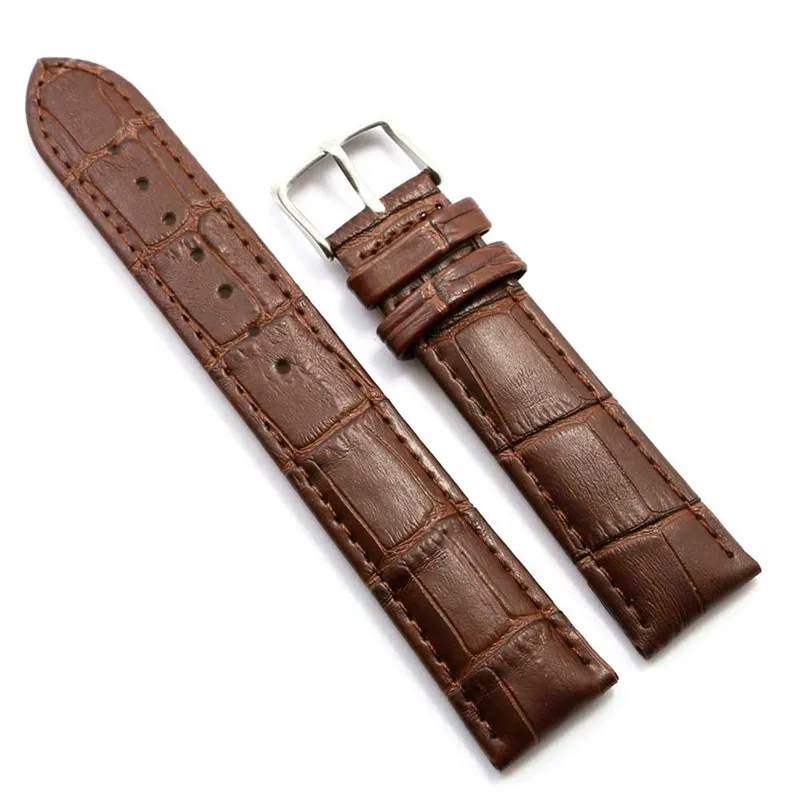 Accessoire de montre 18 20 22 24 26mm Bracelet de montre en cuir marron noir Bracelet de remplacement Bracelet Boucle ardillon Barres à ressort Str316v