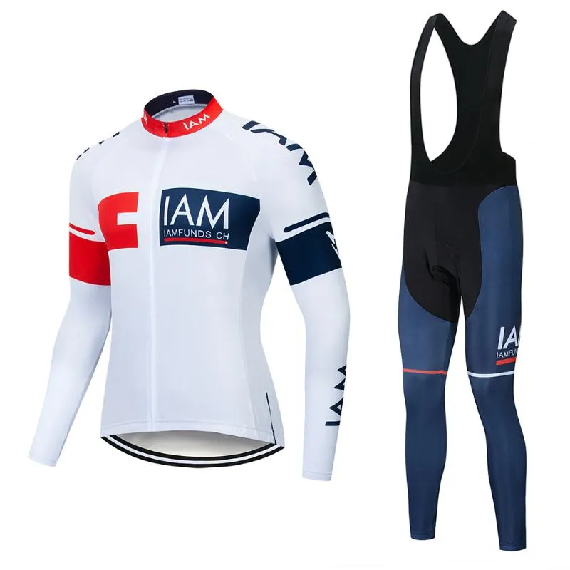 2020 팀 IAM Long Sleeve Cycling Jersey Set Spring Autumn Ropa Ciclismo 통기성 경주 자전거 의류 MTB 자전거 9D Gel Pad179G