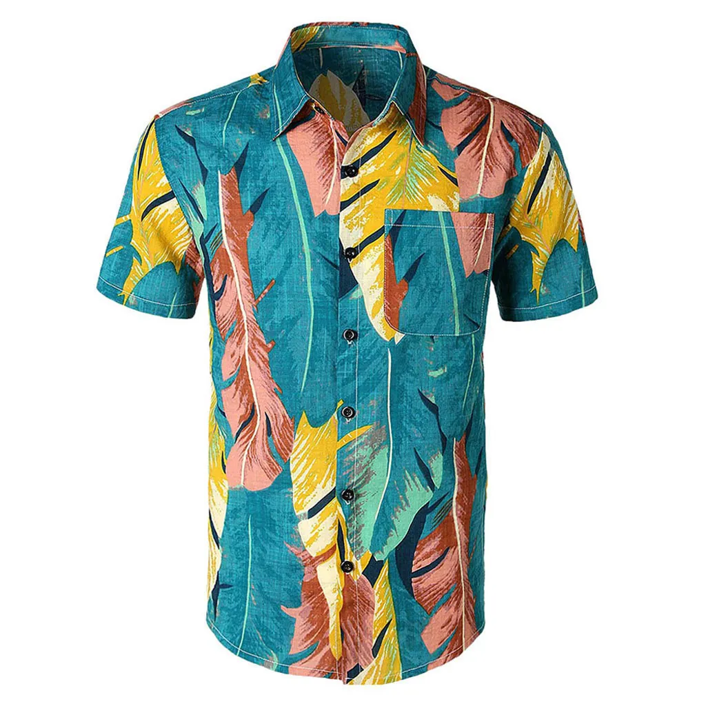Hommes plage hawaïenne chemise Tropical été à manches courtes chemise hommes vêtements décontracté coton ample boutonné chemises haut chemisier