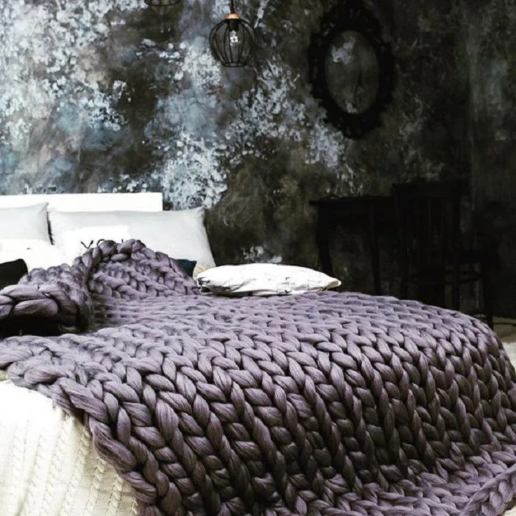 60 60cm Chunky Knit Blankets HandCrafted Blanket Sofa Air Condition Bed Woven Yarn Kinitted Throw Pograph Blanket2284