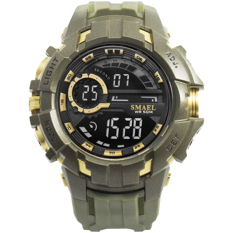 Smael Digital Watch Men Sport Watch Waterproof Smael Relogio Montre THOCK Black Gold Gold Men Automatico 1610 uomini Wtach Mili259s